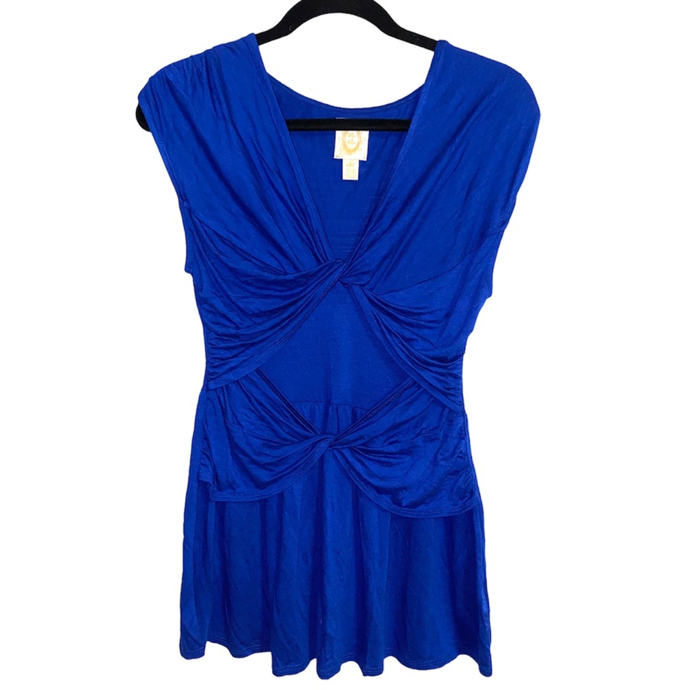 Anthropologie ric rac twisted royal blue top, super comfy, size medium - Picture 1 of 4